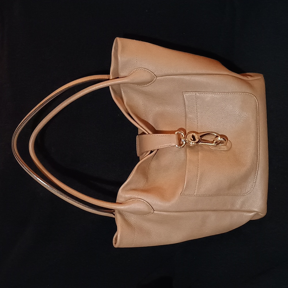Dooney and Bourke Shoulder Bag, Camel, Red interior